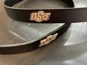 Black Genuine Leather Belt 4 OSU Oklahoma State University Conchos 28,30,32,38